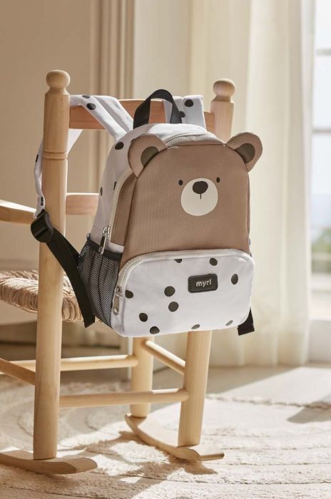 Дитячий рюкзак Mayoral Newborn колір бежевий малий візерунок Дитячий рюкзак Mayoral Newborn колір бежевий малий візерунок