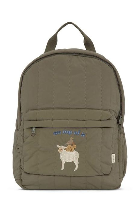 Дитячий рюкзак Konges Sl?jd колір зелений великий з аплікацією Дитячий рюкзак Konges Sl?jd колір зелений великий з аплікацією