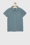 Дитяче бавовняне поло Guess однотонний колір блакитний (3123577) Дитяче бавовняне поло Guess однотонний колір блакитний (3123577)