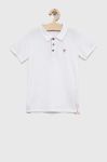 Дитяче бавовняне поло Guess колір білий однотонний Дитяче бавовняне поло Guess колір білий однотонний