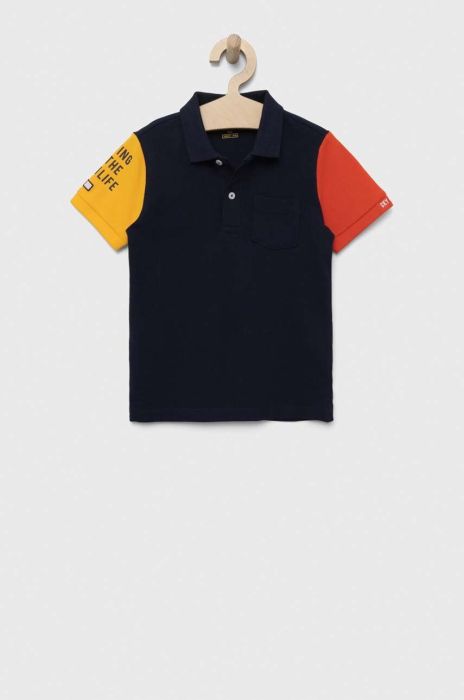 Дитяче бавовняне поло OVS колір синій візерунок