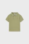 Дитяча бавовняна футболка поло Mayoral колір зелений однотонний Дитяча бавовняна футболка поло Mayoral колір зелений однотонний