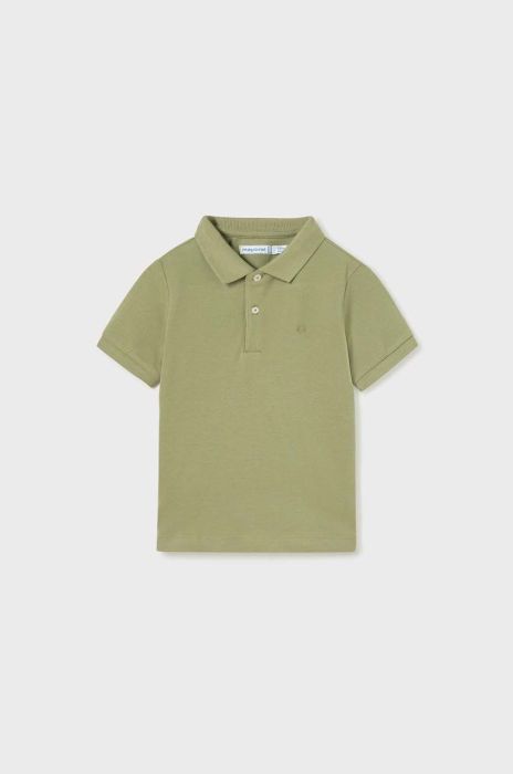 Дитяча бавовняна футболка поло Mayoral колір зелений однотонний