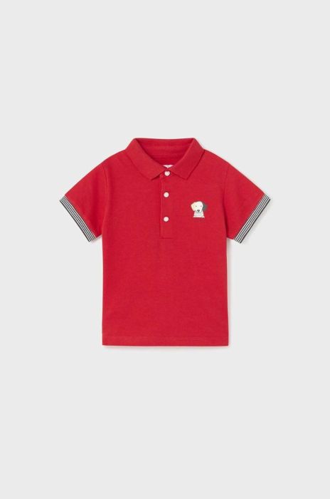 Дитяча бавовняна футболка поло Mayoral колір червоний з принтом Дитяча бавовняна футболка поло Mayoral колір червоний з принтом