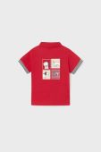 Дитяча бавовняна футболка поло Mayoral колір червоний з принтом Дитяча бавовняна футболка поло Mayoral колір червоний з принтом