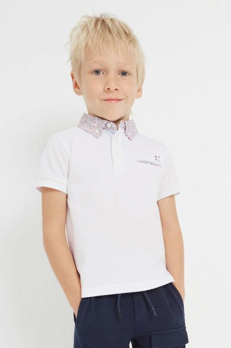 Дитяче бавовняне поло Mayoral колір білий Дитяче бавовняне поло Mayoral колір білий
