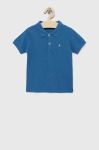 Дитяче бавовняне поло United Colors of Benetton однотонний колір блакитний (2984620) Дитяче бавовняне поло United Colors of Benetton однотонний колір блакитний (2984620)