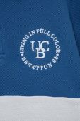 Дитяче бавовняне поло United Colors of Benetton візерунок колір блакитний