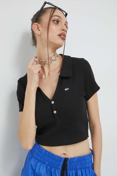 Поло Tommy Jeans жіночий колір чорний (2990605) Поло Tommy Jeans жіночий колір чорний (2990605)