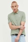 Бавовняне поло HUGO колір зелений однотонний Бавовняне поло HUGO колір зелений однотонний