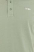 Бавовняне поло HUGO колір зелений однотонний Бавовняне поло HUGO колір зелений однотонний
