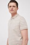 Бавовняне поло Pepe Jeans Pepe Stripes колір бежевий візерунок