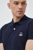 Бавовняне поло United Colors of Benetton колір синій однотонний (2933684)