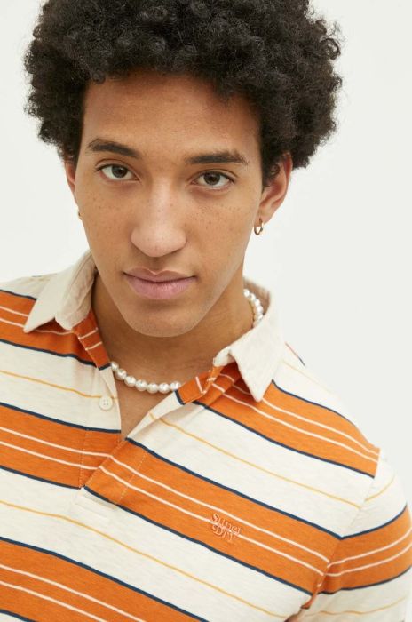 Бавовняне поло Superdry колір помаранчевий візерунок Бавовняне поло Superdry колір помаранчевий візерунок