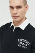 Бавовняний лонгслів Superdry колір чорний з аплікацією