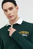 Бавовняний лонгслів Superdry колір зелений з аплікацією (2996660)