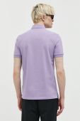 Бавовняне поло HUGO колір фіолетовий з аплікацією