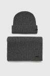 Шапка і шарф BOSS колір сірий Шапка і шарф BOSS колір сірий