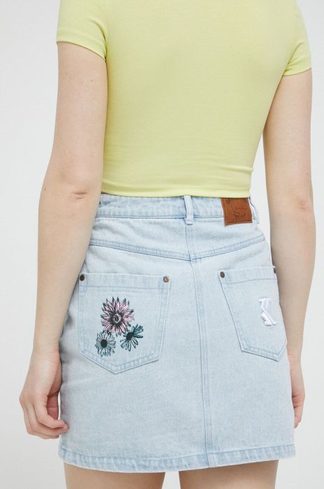 Джинсова спідниця Karl Kani mini пряма колір блакитний