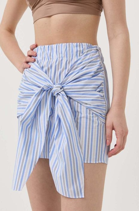 Бавовняна спідниця Patrizia Pepe mini розкльошена колір блакитний