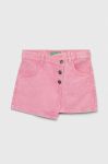 Дитяча джинсова спідниця United Colors of Benetton колір рожевий mini пряма