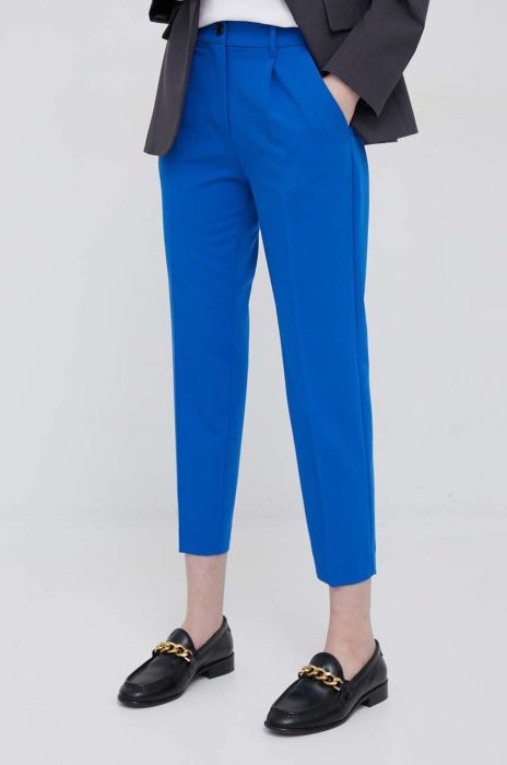 Штани Sisley жіночі облягаюче висока посадка колір блакитний Штани Sisley жіночі облягаюче висока посадка колір блакитний