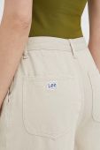 Штани Lee Chino жіночі колір бежевий широкі висока посадка Штани Lee Chino жіночі колір бежевий широкі висока посадка