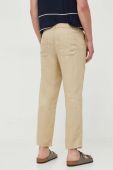 Льняні штани United Colors of Benetton колір бежевий пряме