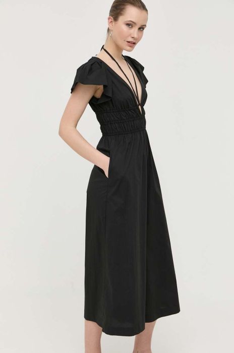 Бавовняний комбінезон Pinko колір чорний з бавовни декольте трикутник Бавовняний комбінезон Pinko колір чорний з бавовни декольте трикутник