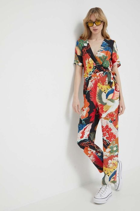 Комбінезон Superdry декольте трикутник колір барвистий Комбінезон Superdry декольте трикутник колір барвистий