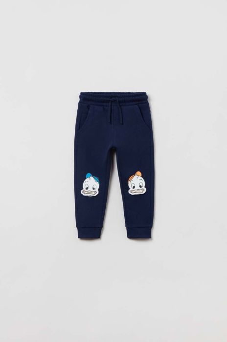 Дитячі бавовняні штани OVS з аплікацією колір блакитний Дитячі бавовняні штани OVS з аплікацією колір блакитний