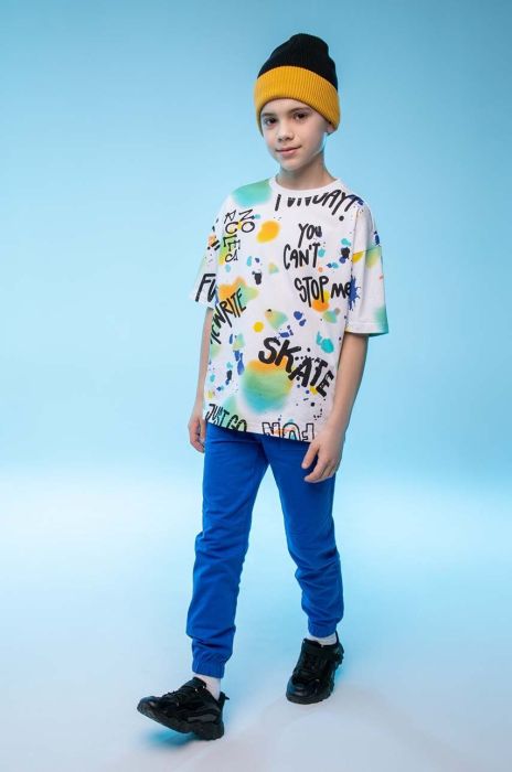 Дитячі бавовняні штани Coccodrillo колір синій однотонні (3191457) Дитячі бавовняні штани Coccodrillo колір синій однотонні (3191457)