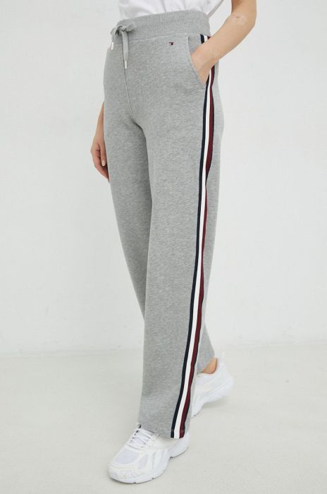 Бавовняні спортивні штани Tommy Hilfiger жіночі колір сірий меланж Бавовняні спортивні штани Tommy Hilfiger жіночі колір сірий меланж