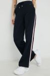 Бавовняні спортивні штани Tommy Hilfiger жіночі колір синій меланж Бавовняні спортивні штани Tommy Hilfiger жіночі колір синій меланж
