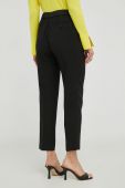 Штани BOSS жіночі колір чорний фасон сигарети висока посадка