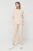 Спортивні штани BOSS жіночі колір бежевий однотонні Спортивні штани BOSS жіночі колір бежевий однотонні