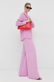 Штани BOSS жіночі колір рожевий широке висока посадка