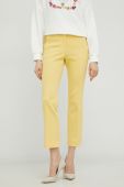 Штани Weekend Max Mara жіночі колір жовтий пряме висока посадка Штани Weekend Max Mara жіночі колір жовтий пряме висока посадка