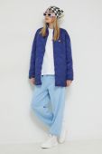 Бавовняні спортивні штани Tommy Jeans жіночі з аплікацією колір блакитний