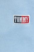Бавовняні спортивні штани Tommy Jeans жіночі з аплікацією колір блакитний