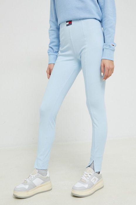 Легінси Tommy Jeans жіночі колір блакитний Легінси Tommy Jeans жіночі колір блакитний