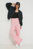 Штани Tommy Jeans жіночі колір рожевий широке висока посадка Штани Tommy Jeans жіночі колір рожевий широке висока посадка