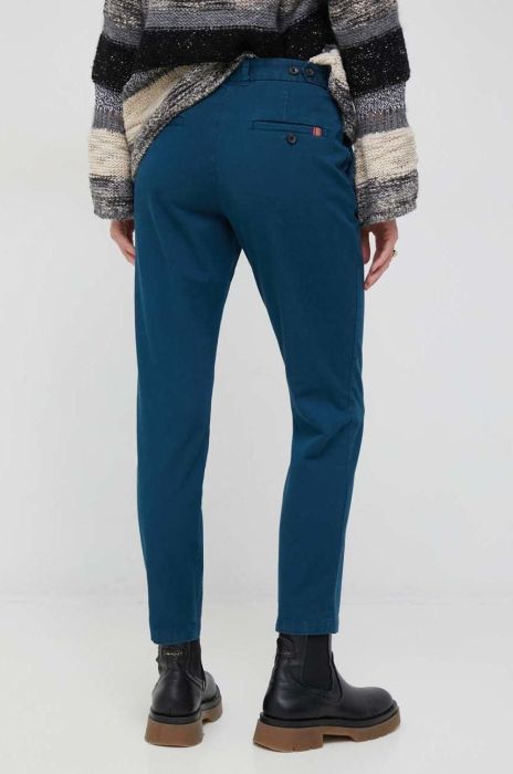 Штани PS Paul Smith жіночі колір синій облягаюче висока посадка Штани PS Paul Smith жіночі колір синій облягаюче висока посадка