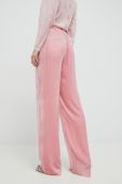 Штани з шовком Custommade Pamela жіночі колір рожевий широке висока посадка Штани з шовком Custommade Pamela жіночі колір рожевий широке висока посадка