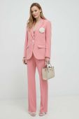 Штани з домішкою вовни Custommade Petry жіночі колір рожевий широкі висока посадка Штани з домішкою вовни Custommade Petry жіночі колір рожевий широкі висока посадка