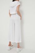 Штани з домішкою льону Love Moschino колір білий широке висока посадка Штани з домішкою льону Love Moschino колір білий широке висока посадка