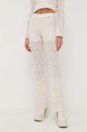 Штани Guess жіночі колір бежевий кльош висока посадка (3230187)