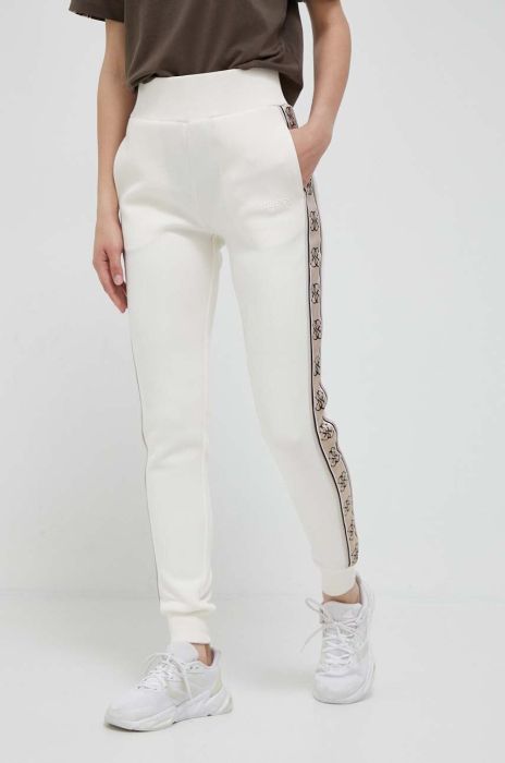 Спортивні штани Guess колір бежевий з аплікацією (3309218) Спортивні штани Guess колір бежевий з аплікацією (3309218)