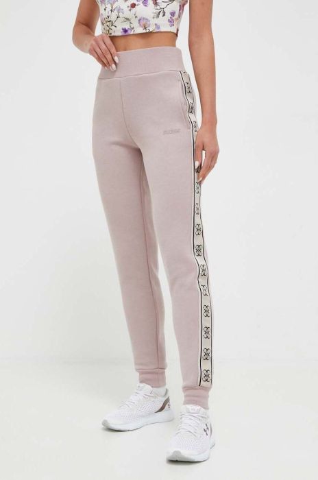 Спортивні штани Guess колір бежевий з аплікацією (3317394) Спортивні штани Guess колір бежевий з аплікацією (3317394)