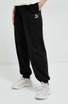Бавовняні спортивні штани Puma колір чорний однотонні 535685-01 Бавовняні спортивні штани Puma колір чорний однотонні 535685-01